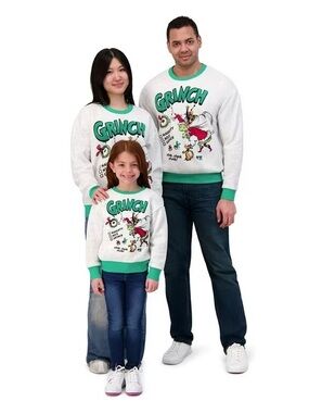 NWT The Grinch Holiday Crewneck Sweatshirt - White & Green Size S Women